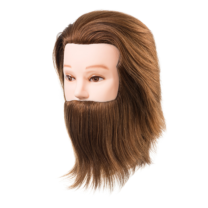 Cabeza Maniqui Daniel con Barba de cabello natural 15-18 Cm (Implantacion 90º)