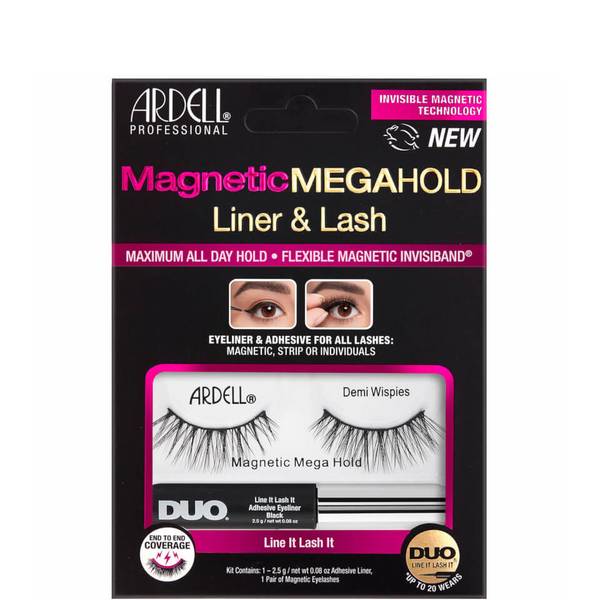 ARDELL MAGNETIC MEGAHOLD LIQ. LINER &amp; DEMI WISPIES (pestañas en banda magnéticas con DUO Line It Lash It)