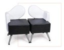 Sillon de espera HARMONIA 2 puestos asiento Negro y respaldo Blanco