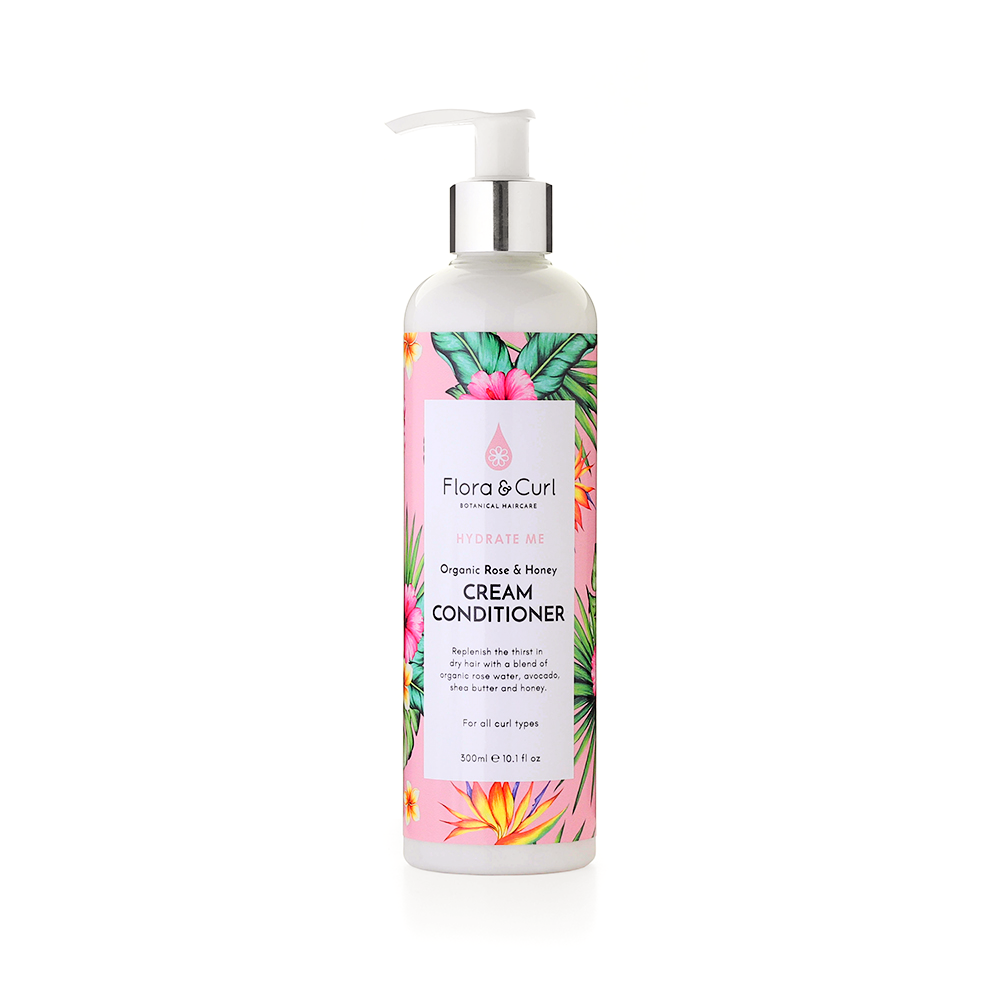 Flora &amp; Curl Organic Rose &amp; Honey Cream Conditioner 300ml.