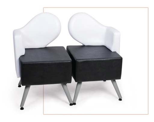 [SE031-2] Sillon de espera HARMONIA 2 puestos asiento Negro y respaldo Blanco