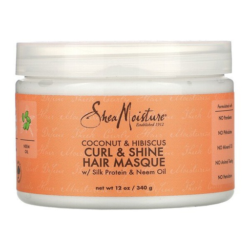 [764302291084] Shea Moisture COCONUT &amp; HIBISCUS CURL &amp; SHINE HAIR MASQUE 340g. 